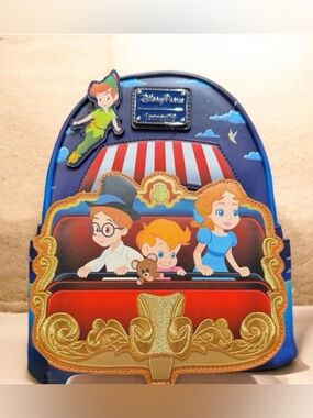 Loungefly Peter Pans Flight Backpack- Peter Pan, Wendy,, Micheal & John Darling